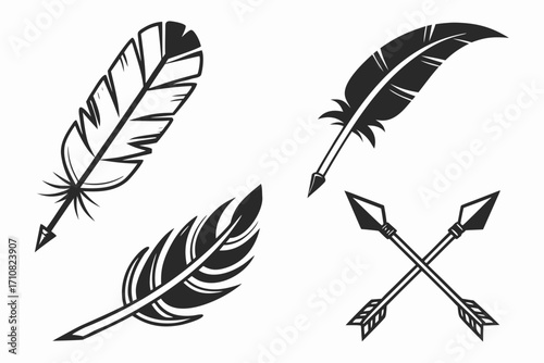 vector set of feathers