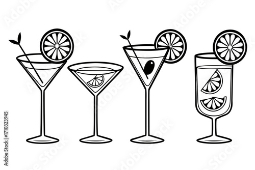 set of cocktails