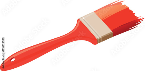 Vector art of red paint brush, a versatile tool for painting, decorating, and creating artistic effects, perfect for hobbyists