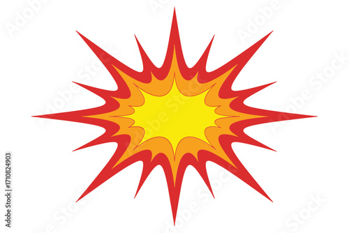 Vibrant starburst explosion with fiery red and yellow hues