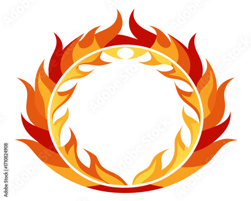 Circle Fire vector frame vector on white background