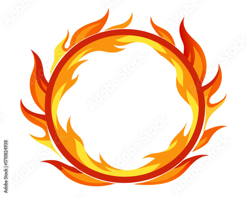 Circle Fire vector frame vector on white background