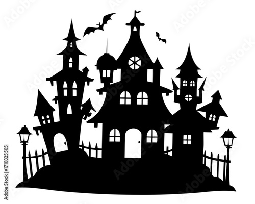 haunted houses   simple   silhouette vector,on white background