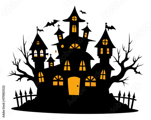 haunted houses   simple   silhouette vector,on white background