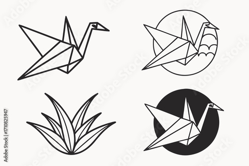 set of origami birds