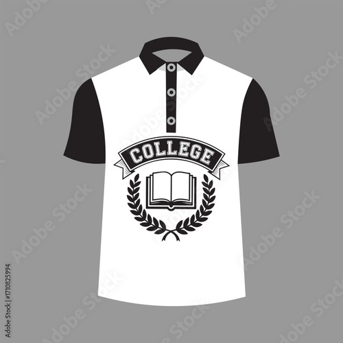 Vector polo shirt mockup featuring a classic college emblem for academic apparel