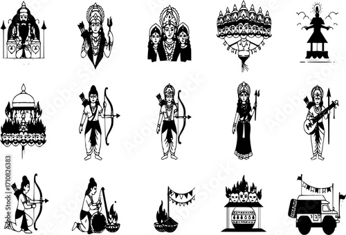 ten dussehra celebration icons
