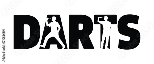 Darts game silhouette text art