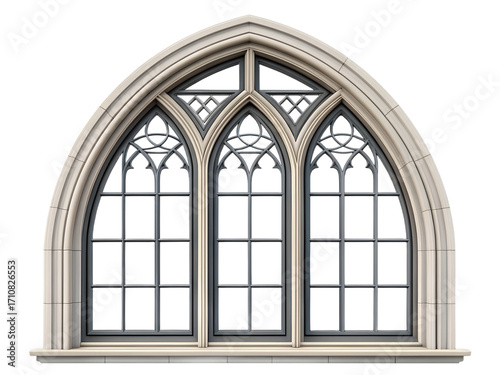 Gothic style window isolated on transparent background
