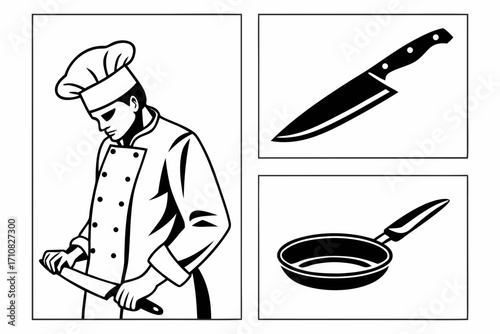 chef and cutlery