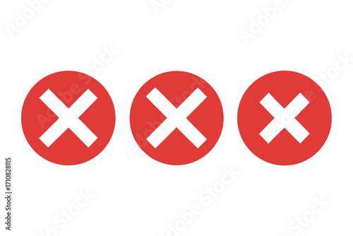 Set of four simple bold red x marks