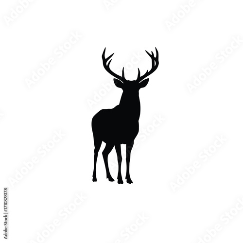 A majestic stag with impressive antlers depicted in black silhouette