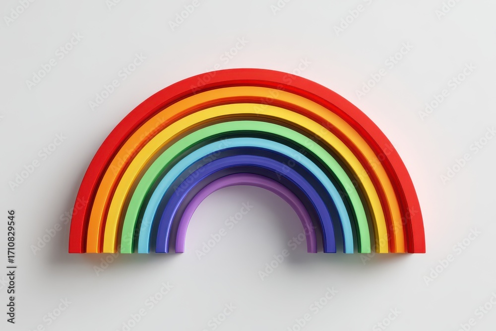 Fototapeta premium Colorful Rainbow Arc Made of Soft Toy Materials on White Background