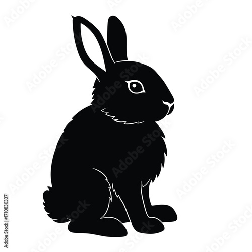 A charming black rabbit illustration in a bold graphic silhouette