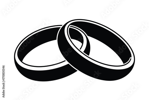 Two interlocking wedding rings symbolizing unity and commitment