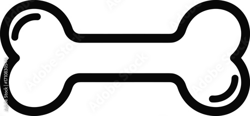 Dog bone outline vector icon, black silhouette pet symbol for veterinary, dog food, puppy treat, minimal graphic design element