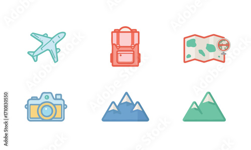 set of icons for travel and tourism