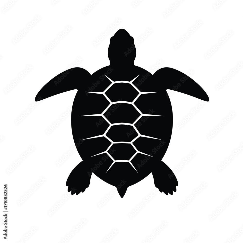 Fototapeta premium A striking black turtle design with a detailed shell a beautiful silhouette