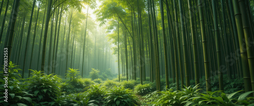 Exploring tranquil bamboo forests nature photography lush green environment serene viewpoint © Paozaa