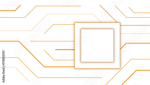 Abstract futuristic circuit-inspired background featuring glowing orange linear connections. Electronic pathways or a digital network, high-tech, modern, and innovative minimalist style.