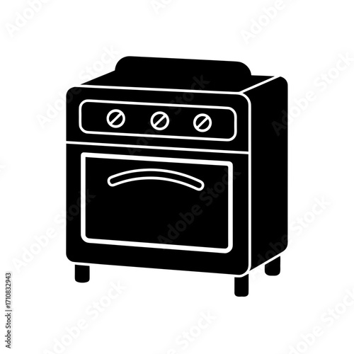 Illustration of an oven on transparent background silhouette