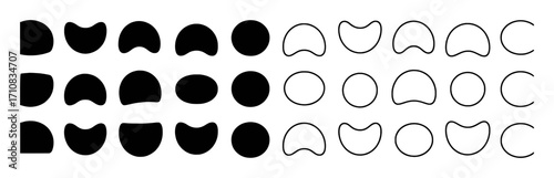 Abstract Geometric Shapes: Solid and Outline Variations
