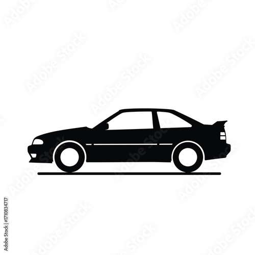 Classic sports car side view with a distinctive black silhouette