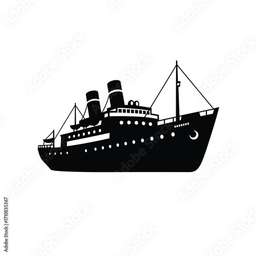 Vintage ocean liner with smokestacks a classic maritime vessel silhouette