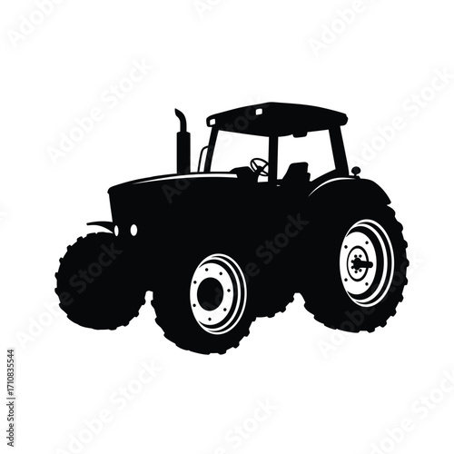Black and white farm tractor illustration a striking visual silhouette