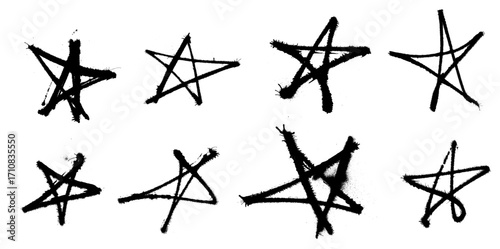 Star Graffiti Grunge Spray Paint Stroke Vector Set