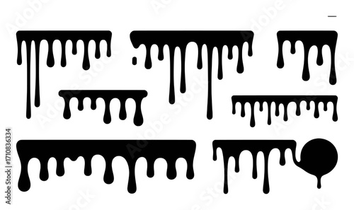 Black Ink Drips and Splatters Vector Graphics
