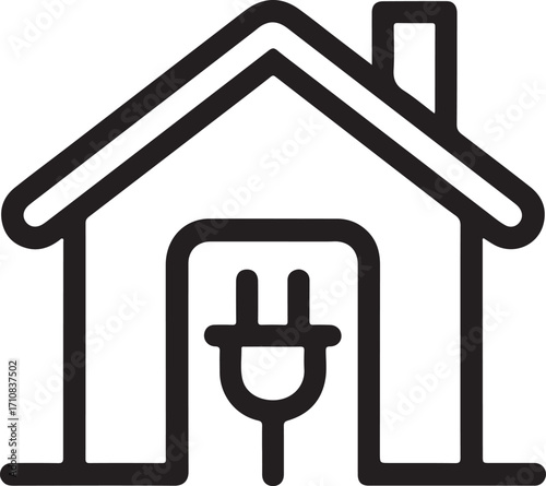 House with electrical plug icon symbol