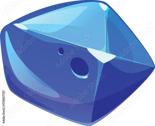 Shiny orange gemstone illustration with faceted surface, elongated marquise shape, and reflective highlights design