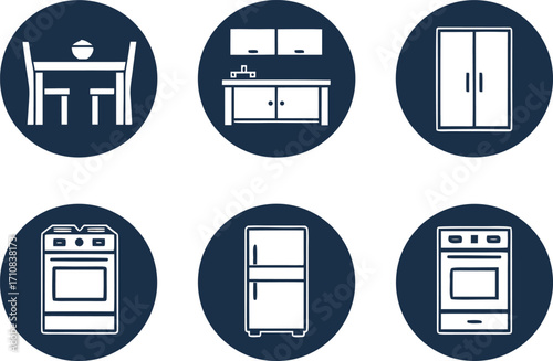 Assortment of Six Kitchen and Home Appliance Icons