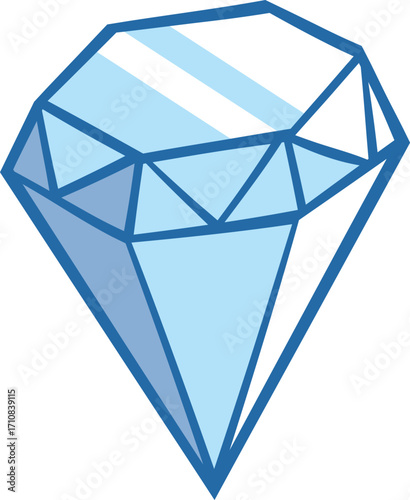 Shiny orange gemstone illustration with faceted surface, elongated marquise shape, and reflective highlights design