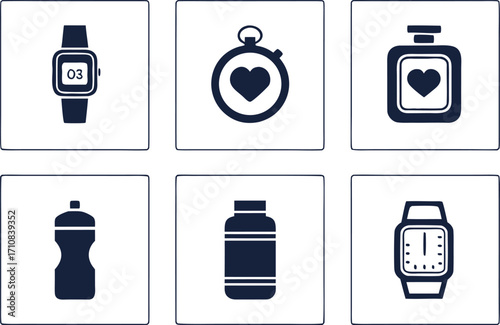 Fitness and Health Icons Set sport exercise