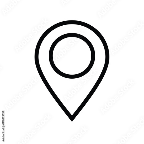 Simple black and white location pin icon with a clean silhouette