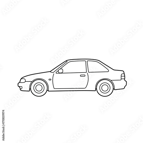 Simple line drawing of a classic sedan automobile silhouette
