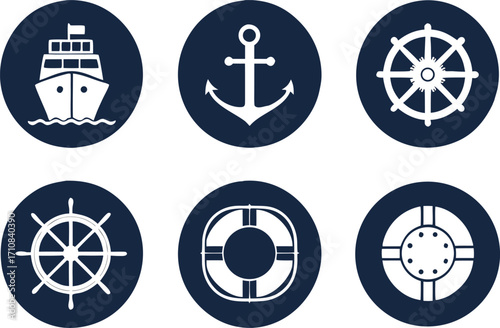 Nautical Icons Set ship anchor
