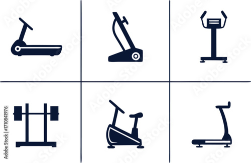 Six Icons of Fitness Machines and Weightlifting Equipment