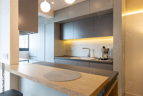 Kitchen countertop in modern apartment