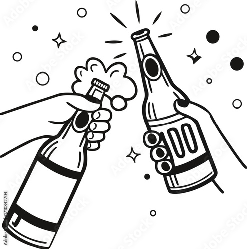 hand with champagne