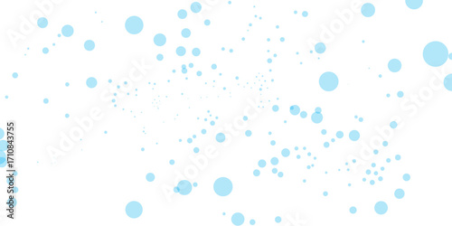 Fresh transparent blue water drops splash on a clean, clear white background, creating a light, bubbly texture