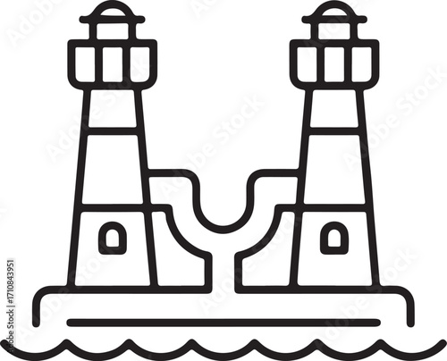 Two lighthouses standing guard over the ocean