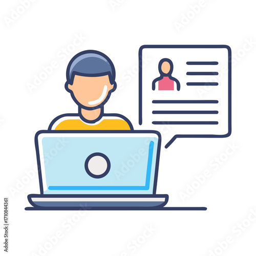 Online job search application using laptop for career development and professional networking concept design