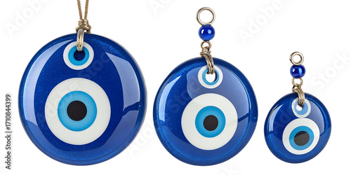 Nazar Boncugu PNG Set – Traditional Turkish Evil Eye Charms, Blue and White, Transparent Background