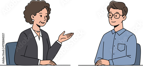 Two People Talking and Discussing Ideas