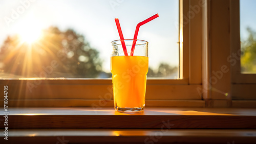 Fresh Orange Juice Sunny Window Glow