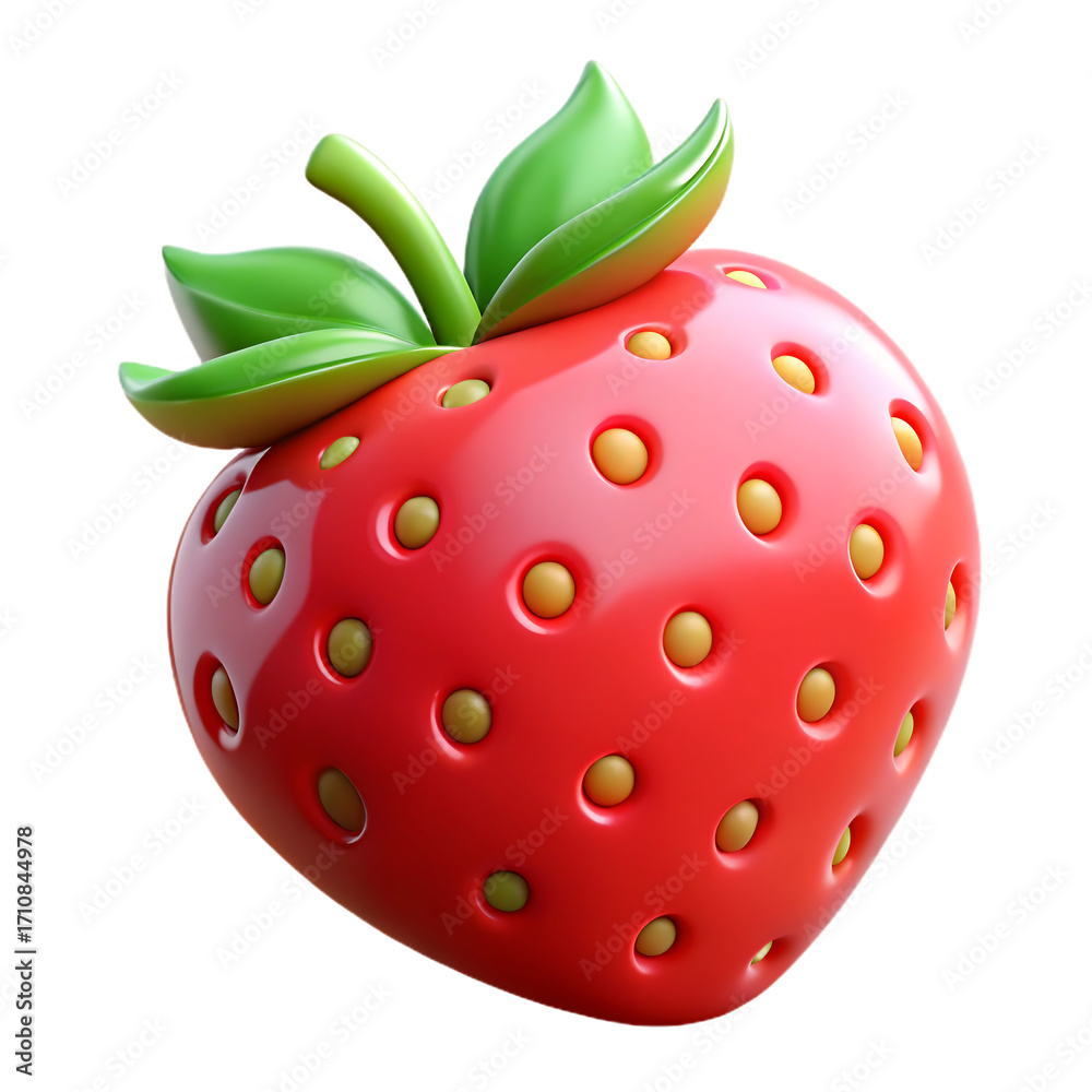 Obraz premium 3d icon of 3d cartoon strawberry isolated on transparent background