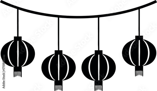 Chinese lantern silhouette icon